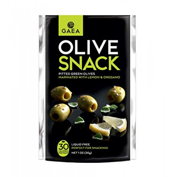 Gaea Snack Pack Pitted Green Olives with Oregano and Lemon Juice...