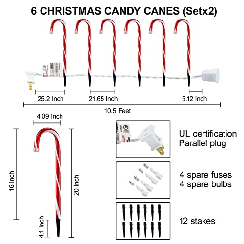 GAGALIFE 16-inch Candy Cane Lights, Outdoor Christmas Pathway Ma...