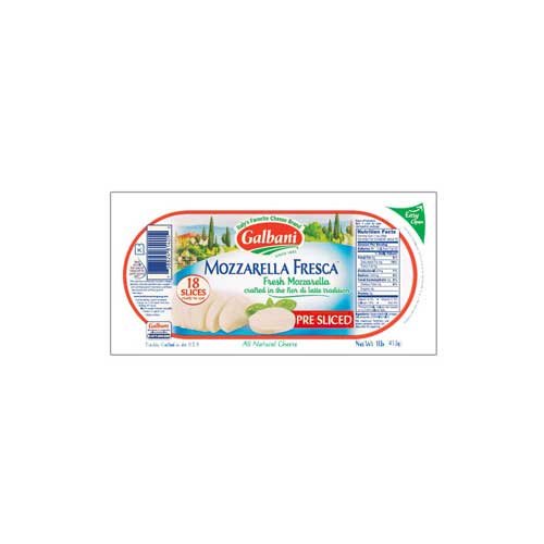 Galbani Fresh Mozzarella Cheese Pre-Sliced Log, 16 Ounce -- 6 Pe