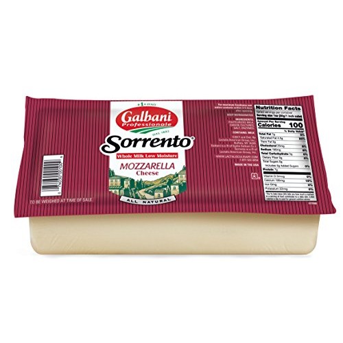 Galbani Whole Milk Low Moisture Mozzarella Block 5 lb, Pack of 8