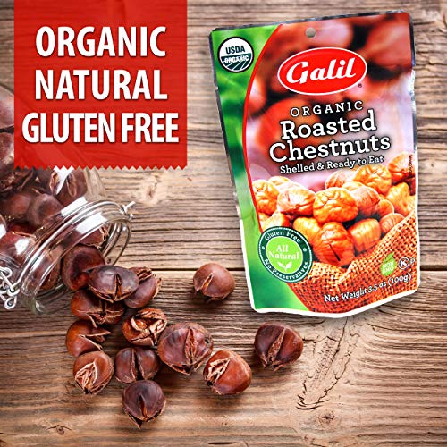 Galil Organic Roasted Chestnuts - 24 Count X 3.5 Oz Bags - Shell Galil Organic Roasted Chestnuts - 24 Count X 3.5 Oz Bags - Shell