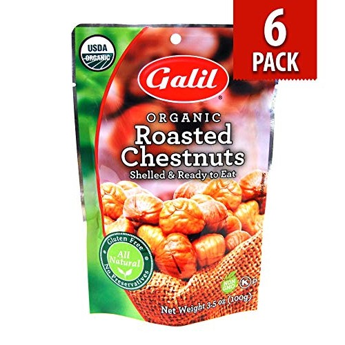 Galil Organic Roasted Chestnuts - 24 Count X 3.5 Oz Bags - Shell Galil Organic Roasted Chestnuts - 24 Count X 3.5 Oz Bags - Shell