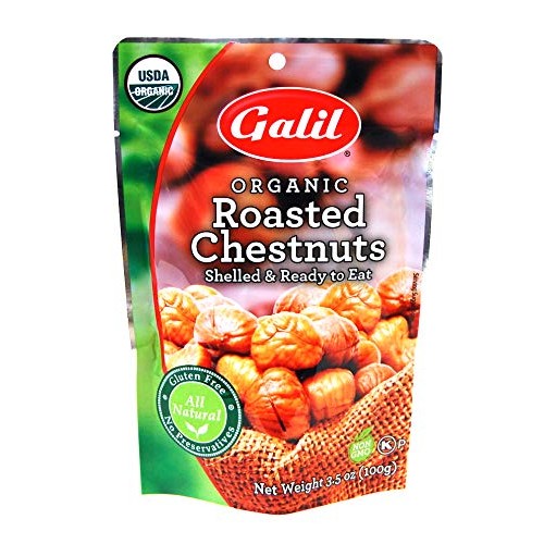 Galil Organic Roasted Chestnuts - 24 Count X 3.5 Oz Bags - Shell Galil Organic Roasted Chestnuts - 24 Count X 3.5 Oz Bags - Shell