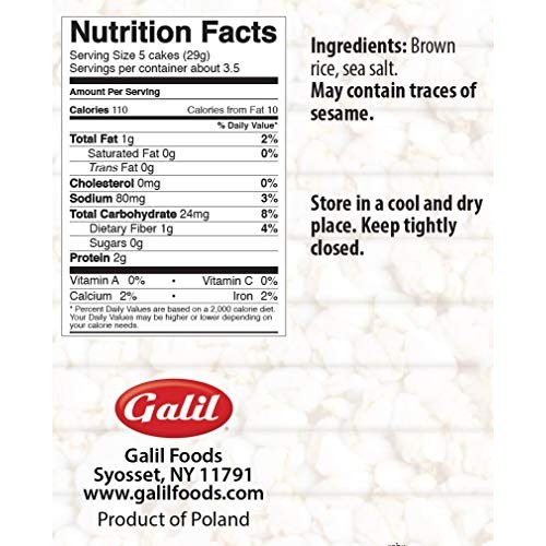 Galil Rice Cakes With Sea Salt | All Natural-Non Gmo, Gluten Fre