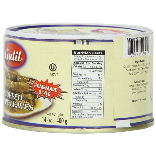 Galil Stuffed Grape Leaves Non-Gmo, 14-Ounce Cans Pack Of 12