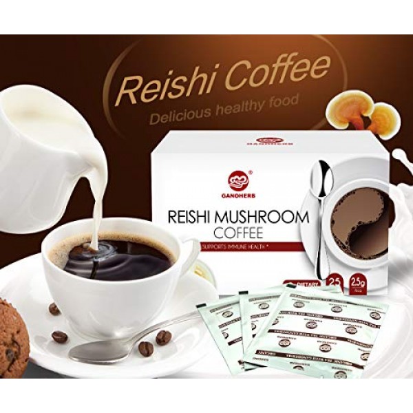 GANOHERB Reishi Mushroom Coffee 2 In 1 Instant Black Coffee-100%...