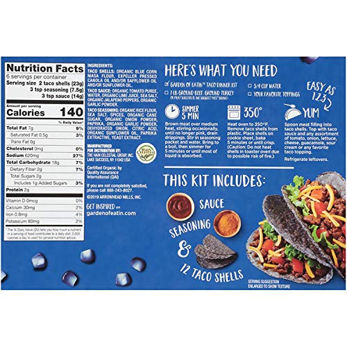 Garden Of Eatin Blue Corn Taco Dinner Kit, 12 Taco Shells, 9.4 Oz