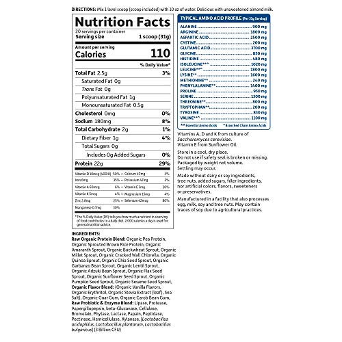 Garden Of Life Raw Organic Protein Vanilla Powder, 20 Servings -