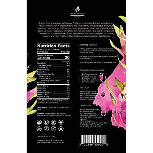 Dragon Fruit Powder - Organic Freeze Dried Pitaya - Pink Food Co...