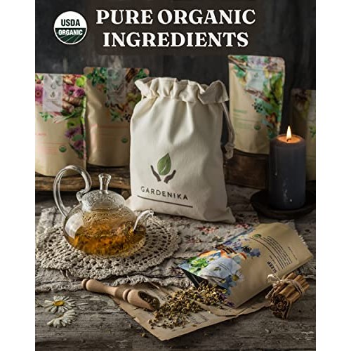Gardenika Organic Loose Leaf Tea Sampler - Herbal Caffeine-Free ...