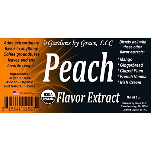 Organic Flavor Extract Peach | Use In Gourmet Snacks, Candy, Bev Organic Flavor Extract Peach | Use In Gourmet Snacks, Candy, Bev