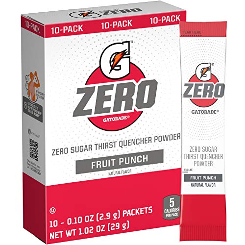 Gatorade G Zero Powder, Fruit Punch, 0.10Oz Packets, Makes 20 Ou