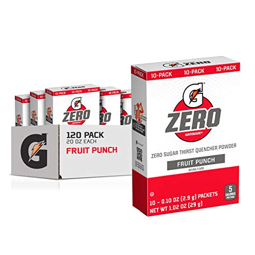 Gatorade G Zero Powder, Fruit Punch, 0.10Oz Packets, Makes 20 Ou