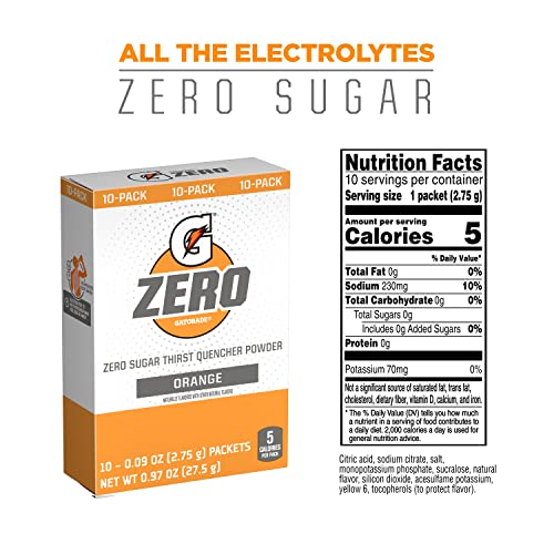 Gatorade G Zero Powder, Orange, 0.10Oz Packets 120 Pack