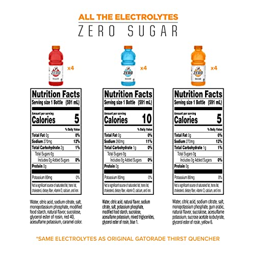 Gatorade G Zero Thirst Quencher, 3 Flavor Variety Pack, 20oz Bot...