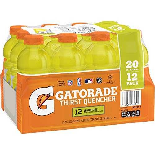 Gatorade Thirst Quencher Lemon-Lime, 20 Ounce Bottles Pack Of 12
