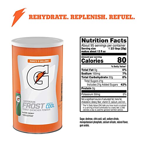 Gatorade Thirst Quencher Powder, Glacier Cherry, 76.5 oz Canister Gatorade Thirst Quencher Powder, Glacier Cherry, 76.5 oz Canister