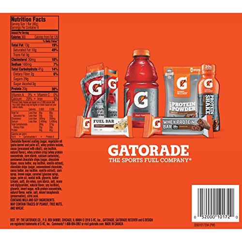 Gatorade Whey Protein Recover Bars, Chocolate Chip, 2.8 Ounce Ba
