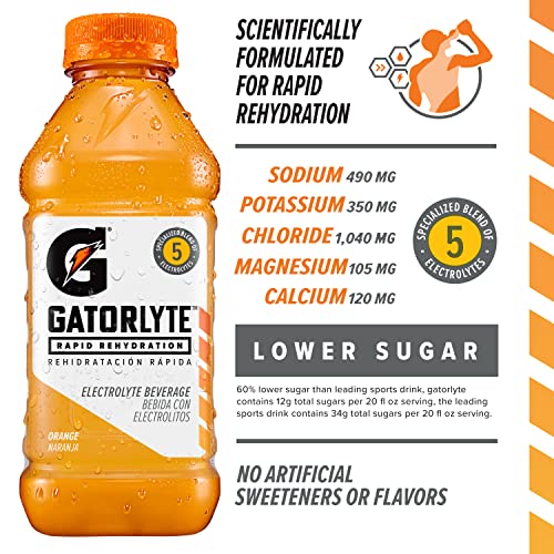 Gatorlyte Rapid Rehydration Electrolyte Beverage, Orange, 20oz B...