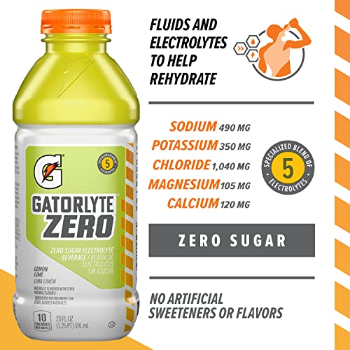 Gatorlyte Zero Electrolyte Beverage, Lemon Lime, Zero Sugar Hydr... Gatorlyte Zero Electrolyte Beverage, Lemon Lime, Zero Sugar Hydr...