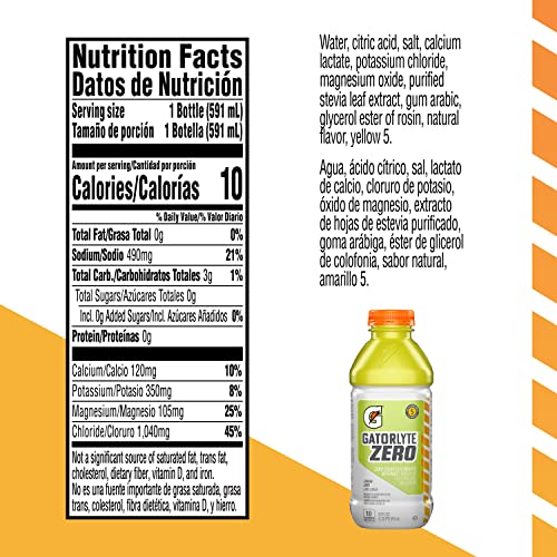 Gatorlyte Zero Electrolyte Beverage, Lemon Lime, Zero Sugar Hydr... Gatorlyte Zero Electrolyte Beverage, Lemon Lime, Zero Sugar Hydr...