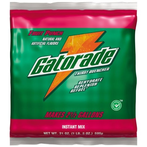 Gatorade Instant Powder - 2-1/2Gal Fruit Punch Powder 21Oz Pkg