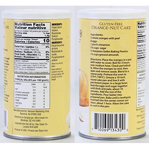 Gefen Baking Powder, 8Oz Resealable Container, Gluten Free, Alum