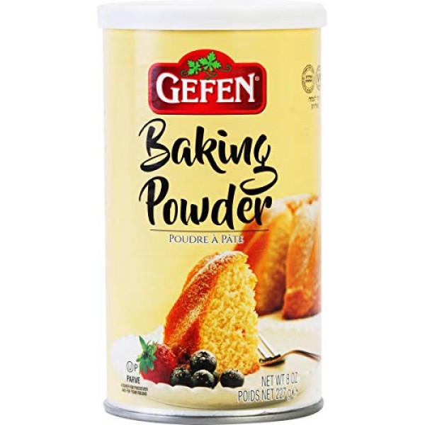 Gefen Baking Powder, 8Oz Resealable Container, Gluten Free, Alum