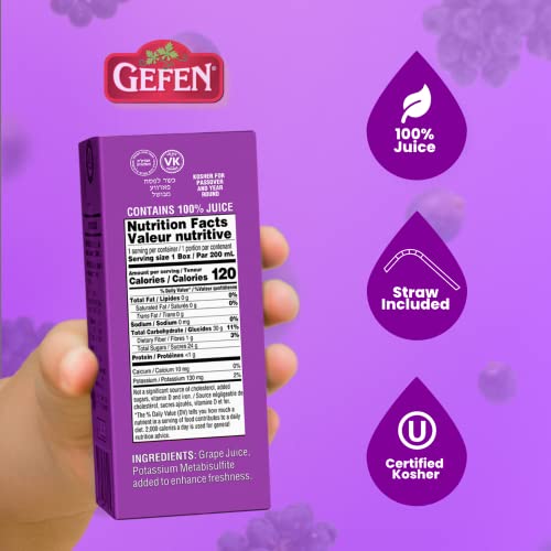 Gefen Grape juice Box Drink, 6.75oz 27 Pack 100% Grape Juice, ...
