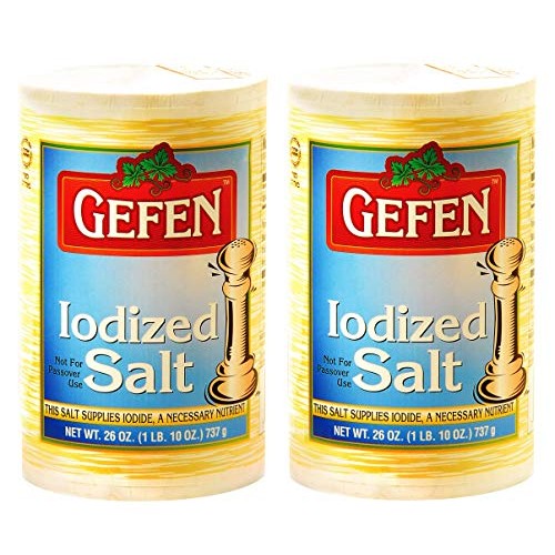 Gefen Iodized Salt 26Oz 2 Pack, Total 3.25 Pounds Easy Pour Sp