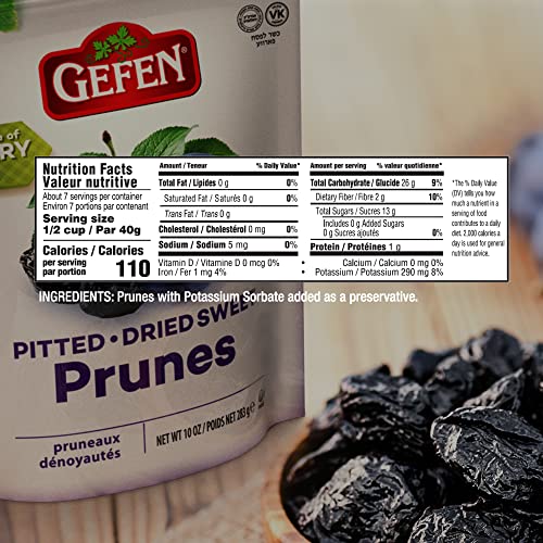 Gefen Pitted & Dried Sweet Prunes, 10oz 2 Pack | Gluten Free, ...
