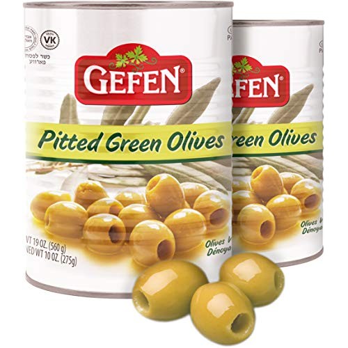 Gefen Pitted Gourmet Green Olives 19Oz 2 Pack No Coloring Or P