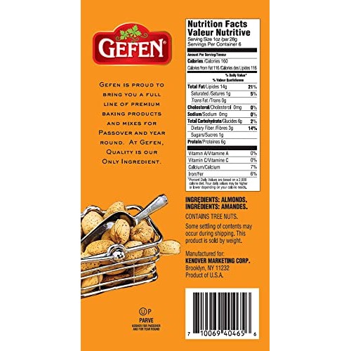 Gefen Premium Raw Blanched Sliced Almonds, 6oz 2 Pack Unsalted...