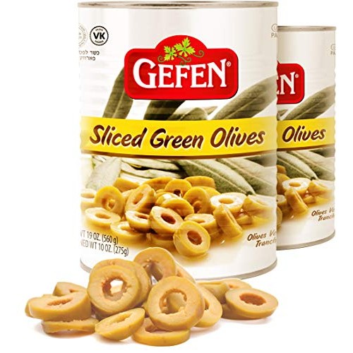 Gefen Sliced Green Olives 19Oz 2 Pack No Coloring Or Preservat