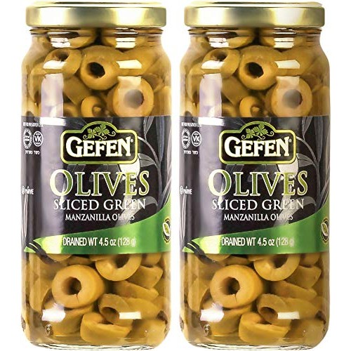 Gefen Sliced Green Olives 4.5Oz 2 Pack, All Natural