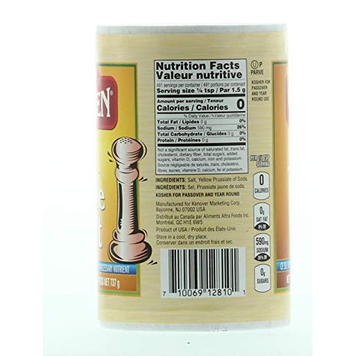 Gefen Table Salt, 26Oz 2 Pack, Total 3.25 Pounds Easy Pour Can