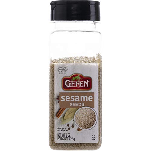 Gefen Whole Hulled White Sesame Seeds, 8Oz Shaker Canister, Doub