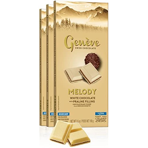 Geneve Swiss White Chocolate Bar with Nougat, 3.5oz 3 Pack | R...