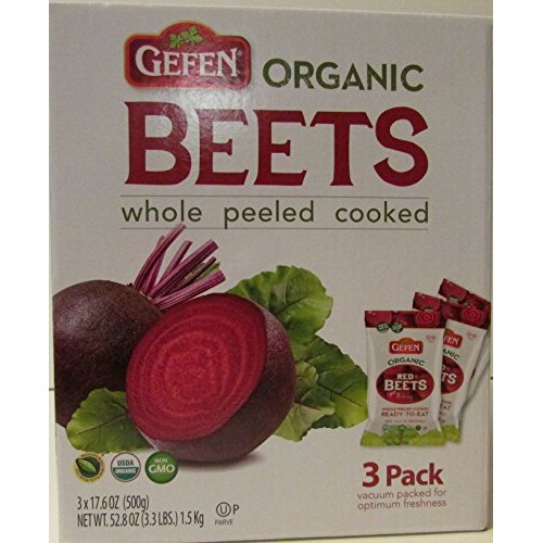 Organic Red Beets Whole Peeled Cooked 3 Pack 17.6 Oz 3.3 Lbs