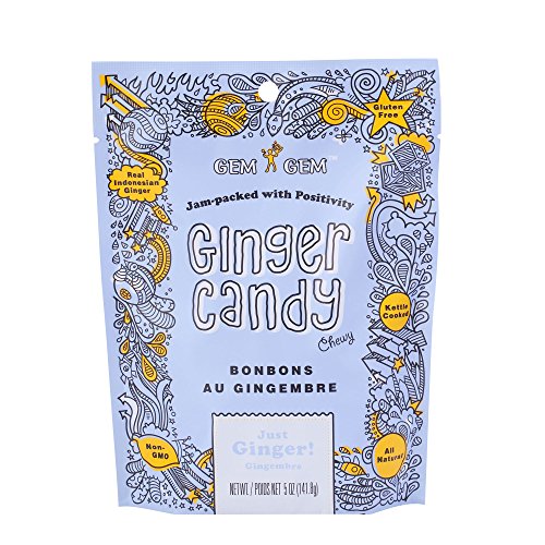 Gem Gem Ginger Candy Chewy Ginger Chews Original, 5.0oz, Pack o...