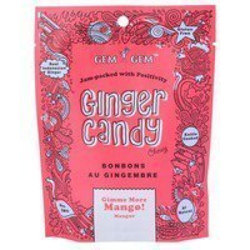Gem Gem All Natural Chewy Ginger Candy 5oz Mango, 1 Pack