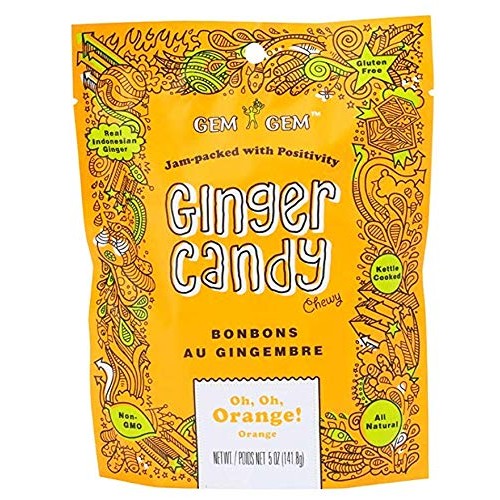 Gem Gem All Natural Chewy Ginger Candy 5oz Orange 1 Pack