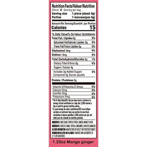 Gem Gem Ginger Candy Chewy Ginger Chews Mango, 1.25Oz Tasting S