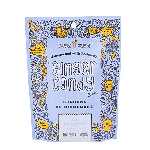 Gem Gem Ginger Candy Chewy Ginger Chews Original, 6.5Oz, Pack O