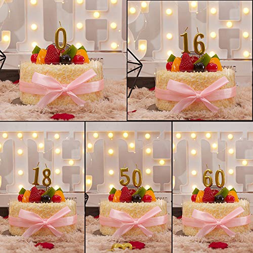 10 Pieces Birthday Candles Cake Numeral Candles Number 0-9 Glitt