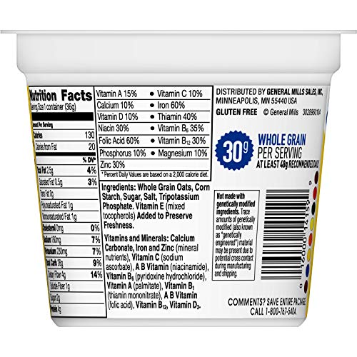 Cheerios Breakfast Cereal Cup, Toasted Whole Grain Oat Cereal, 1