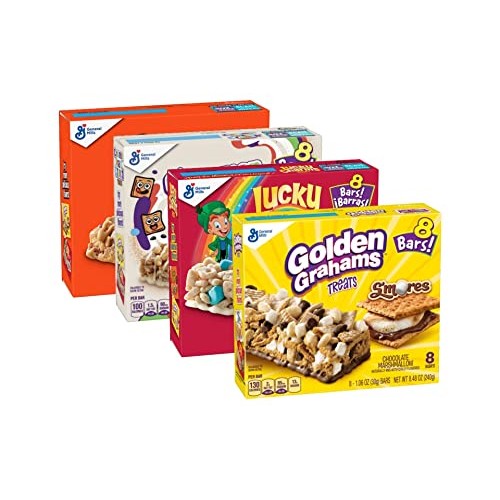 Cereal Bar Variety Pack- Lucky Charms, Cinnamon Toast Crunch, Re