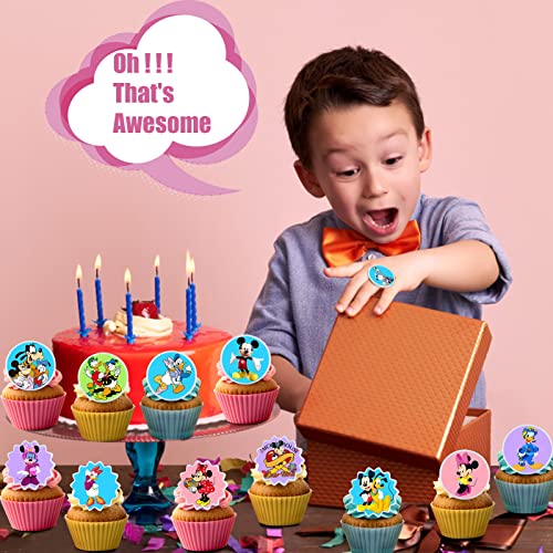 24pcs Cartoon Mouse Themed Cupcake Toppers Ring Topper Decoratio...
