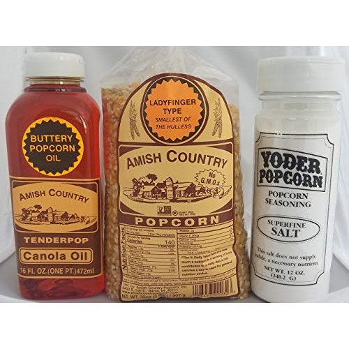 Amish Ladyfinger Style Popcorn, Butter Flavored Oil, &Amp; Salt Bund