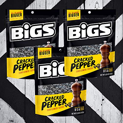 Bigs Cracked Pepper Sunflower Seeds, 5.35-Ounce Bag Pack Of 3